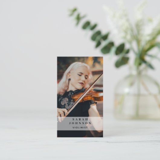 ヴァイオリンミュージシャンバイオリニスト写真ソーシャルメディア 名刺 (スタンド正面)