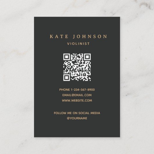 ヴァイオリンヴィンテージヴァイオリンミュージシャン先生 エレガント 名刺 (裏面)