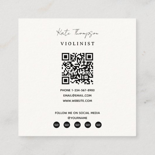 ヴァイオリンヴィンテージヴァイオリンミュージシャン先生QRコード スクエア名刺 (裏面)