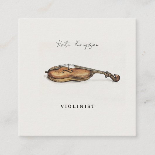 ヴァイオリンヴィンテージヴァイオリンミュージシャン先生QRコード スクエア名刺 (正面)