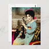 ヴァイオリンヴィンテージ老舗ミュージシャン ポストカード (正面/裏面)