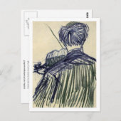 ヴァイオリン奏者バックバンゴッホファインアート ポストカード (正面/裏面)