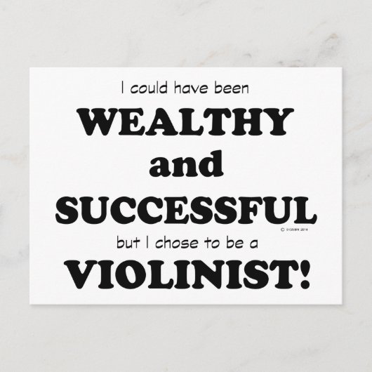 ヴァイオリン奏者 金持ちで成功者 ポストカード (正面)