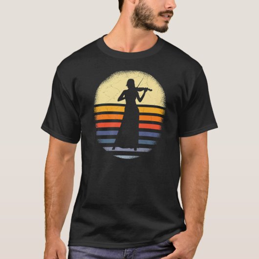 ヴァイオリン女性ヴィンテージバイオリン Tシャツ (正面)