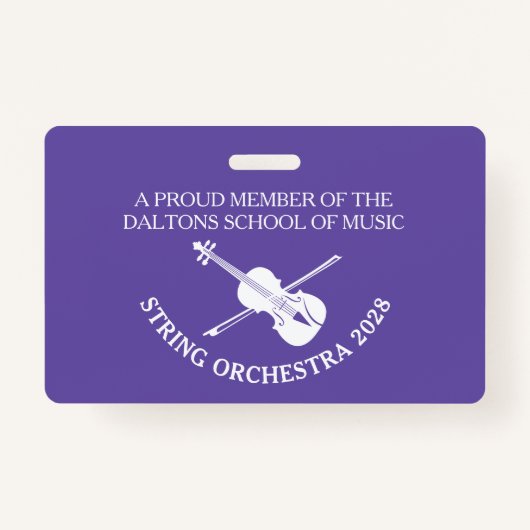 ヴァイオリン弦オーケストラパーソナライズされたのネームバッジ バッジ (正面)