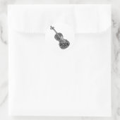 ヴァイオリン形ワードアートブラック文字 ラウンドシール (バッグ)