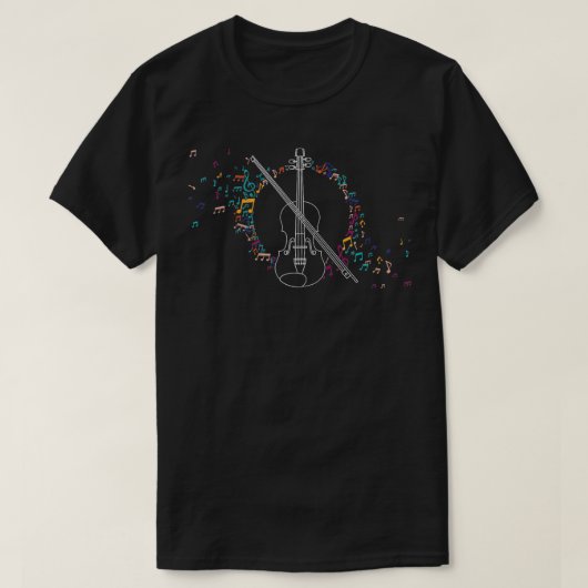 ヴァイオリン演奏者音楽ノートヴァイオリン奏者ギフトヴァイオリン Tシャツ (デザイン正面)