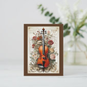 ヴァイオリン美しい、華美AIで生成されたフローラ、 ポストカード (スタンド正面)