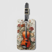 ヴァイオリン美しい、華美AIで生成されたフローラ、 ラゲッジタグ (正面縦)