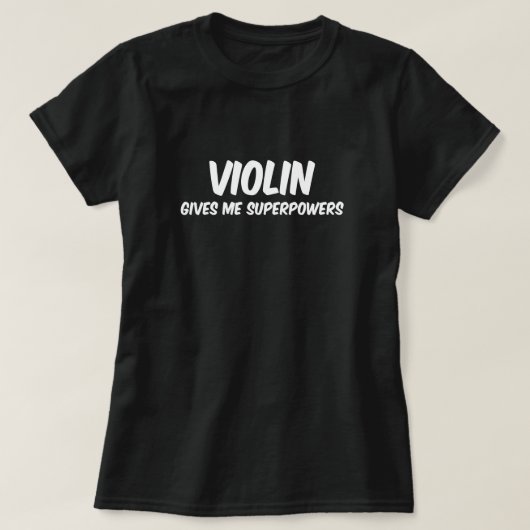 ヴァイオリン超大国おもしろいスーパーヒーロー音楽 Tシャツ (デザイン正面)