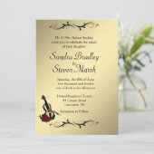 ヴァイオリン音楽のウェディング招待状　5 x 7インチ 招待状 (スタンド正面)