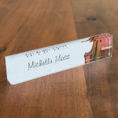 ヴァイオリン音楽スタジオブルーパーソナライズされた デスクネームプレート (側面)