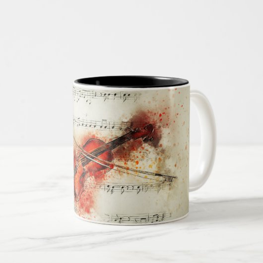 ヴァイオリン音楽ダンスコンサートワルツマンウーマン ツートーンマグカップ (正面右)