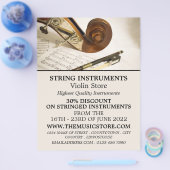 ヴァイオリン音符シート、ミュージカル楽器店 チラシ (シングル)