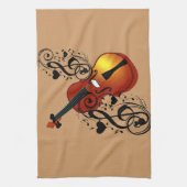 ヴァイオリン、ハート_ キッチンタオル (縦)