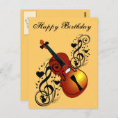 ヴァイオリン、ハート_ ポストカード (正面/裏面)