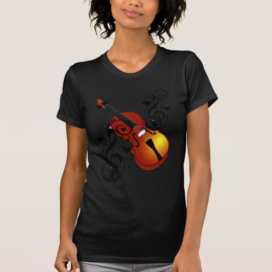 ヴァイオリン、ハート_ Tシャツ (正面)