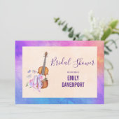 ヴァイオリン、バレエ靴と蝶ブライダルシャワー 招待状 (スタンド正面)