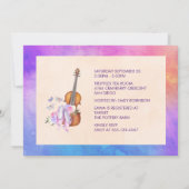 ヴァイオリン、バレエ靴と蝶ブライダルシャワー 招待状 (裏面)