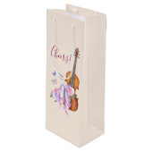 ヴァイオリン、バレエ靴と蝶応援! ワインギフトバッグ (正面アングル)