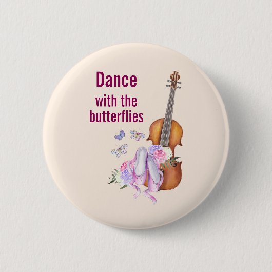 ヴァイオリン&バレエ靴のダ感動的ンス 缶バッジ (正面)