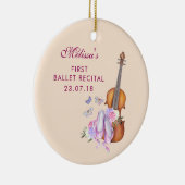 ヴァイオリン、バレエ靴&蝶バレエのリサイタル セラミックオーナメント (右)
