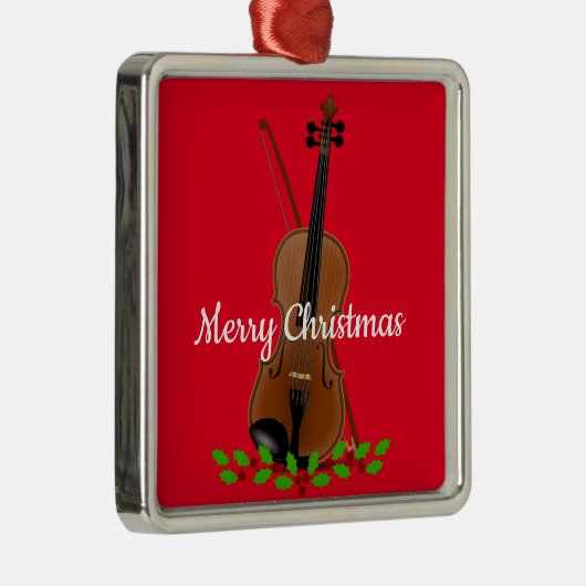 ヴァイオリン&ボウクリスマスデザインメタルオーナメント メタルオーナメント (右)