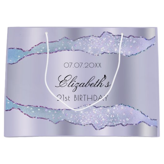 ヴァイオレットの名前エレガントな誕生日パーティー ラージペーパーバッグ (正面)