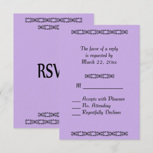 ヴァイオレットの結婚式RSVP 出欠カード (正面/裏面)