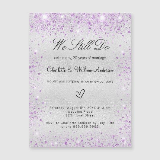 ヴァイオレットの結婚誓いの再生の贅沢 マグネット招待状 (正面)