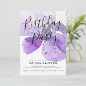 ヴァイオレットウォーターカラーオーキッドバースデーパーティー 招待状 (スタンド正面)