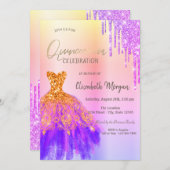 ヴァイオレットグリッタードリップスドレスキンセアニラ 招待状 (正面/裏面)