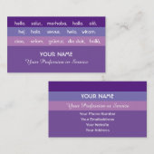 ヴァイオレットストライプ語国際的hello 名刺 (正面/裏面)