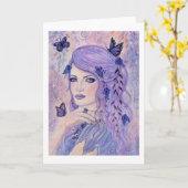 ヴァイオレットファンタジーの女性グリーティングカードby Renee Lavoie カード (黄色い花)