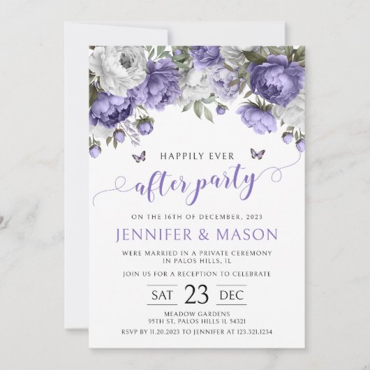 ヴァイオレットフローラはパーティの招待状後ずっと幸せに 招待状 (正面)