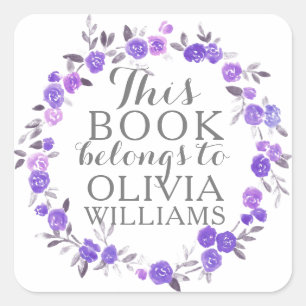 ヴァイオレット水彩バラこの本はシール属 スクエアシール