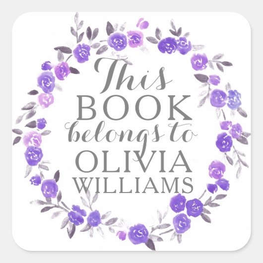 ヴァイオレット水彩バラこの本はシール属 スクエアシール (正面)