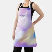 ヴァイオレット水彩ラックスネームパーソナライズされたモノグラム エプロン (インサイチュ)
