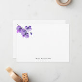 ヴァイオレット水彩蘭パーソナライズされた文具 ノートカード (正面/裏面インサイチュ)