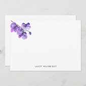 ヴァイオレット水彩蘭パーソナライズされた文具 ノートカード (正面/裏面)