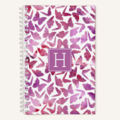 ヴァイオレット水彩蝶モノグラムの ノートブック (正面)