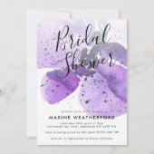 ヴァイオレット水色オーキッドブライダルシャワー招待 招待状 (正面)