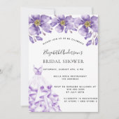 ヴァイオレット白ドレスフローラエレガントブライダルシャワー 招待状 (正面)