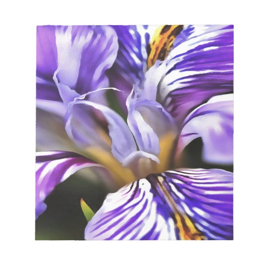 ヴァイオレット薄紫と紫の植物芸術のアイリス ノートパッド (正面)
