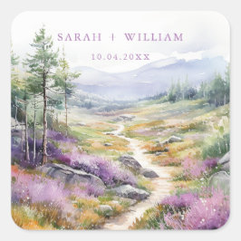 ヴァイオレット野結婚花ステッカー スクエアシール