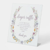 ヴァイオレット野花ベビーガールおむつラッフルサイン 台座サイン (正面)