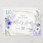 ヴァイオレット・アネモネスが私のメイド・オブ・オーナー（花嫁付き添い人） 招待状 (正面)
