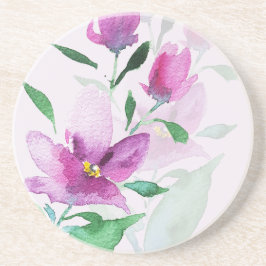 ヴァイオレット・ウォーター・カラー・アートの花の独自性 コースター