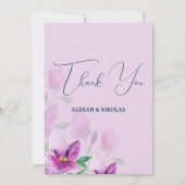 ヴァイオレット・ウォーター・カラー・アートの花の独自性 サンキューカード (正面)