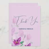 ヴァイオレット・ウォーター・カラー・アートの花の独自性 サンキューカード (正面/裏面)